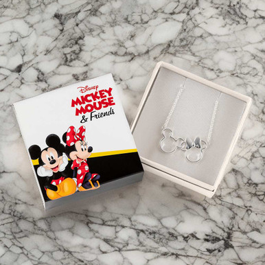 Image of Disney Mickey and Minnie Mouse Silver Plated Necklace