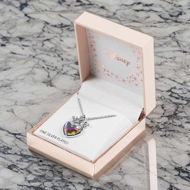 Image of Disney Princess Heart Crystal Sliver Plated Pendant Necklace