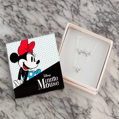 Image of Disney Minnie Mouse Silver Plated Necklace and Stud Earring Set