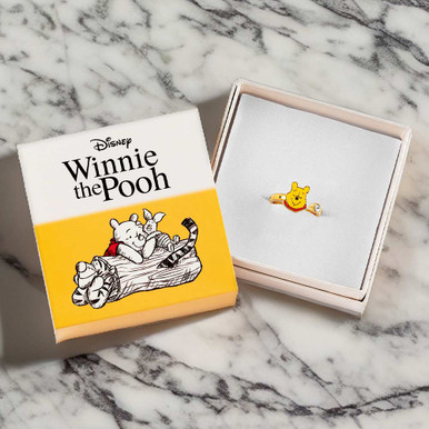 Image of Disney Winnie The Pooh Yellow & Red Gold Plated Clear Stone Ring