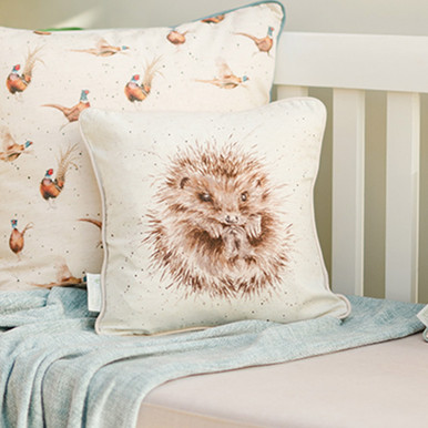 Click to view product details and reviews for Wrendale Awakening Hedgehog Square Cushion.