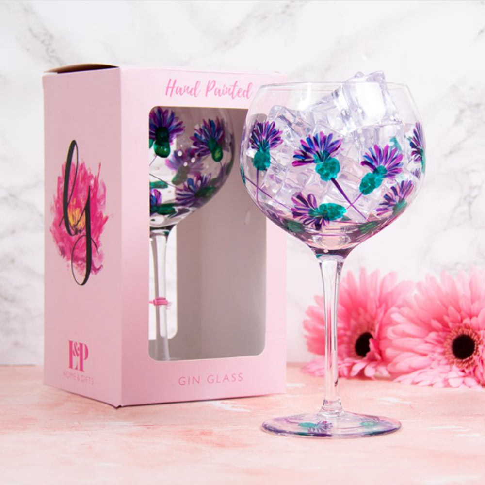 Lynsey Johnstone Hand-Painted Thistle Gin Glass