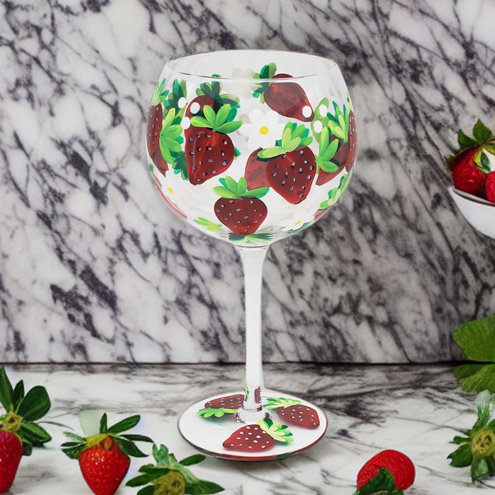 Lynsey Johnstone Hand-Painted Strawberry Gin Glass