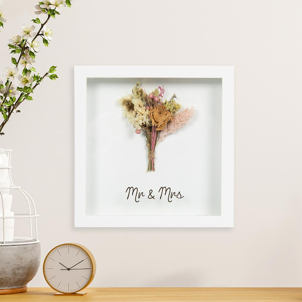 Mr & Mrs Framed Flower Plaque