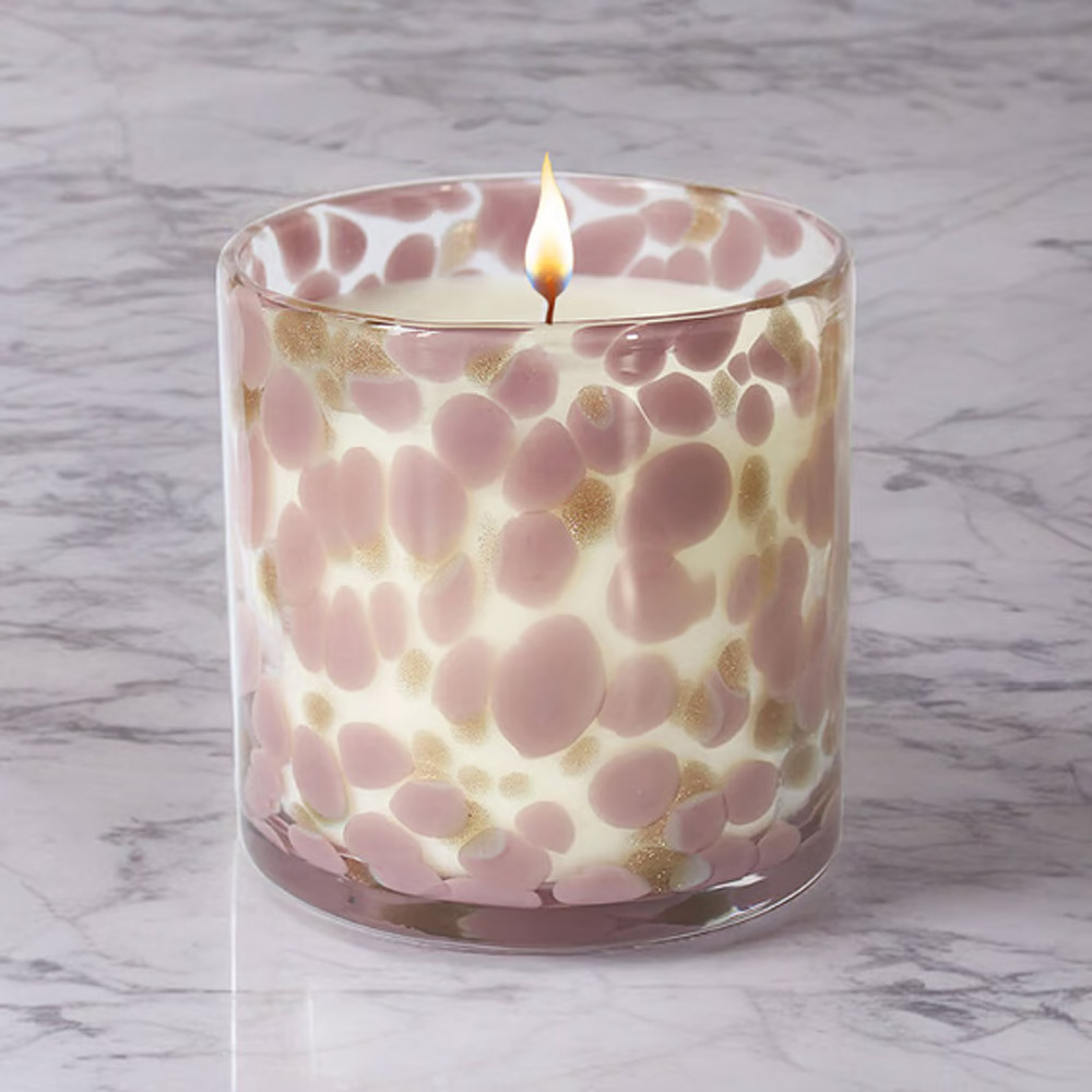 Velvet Rose Mottled Glass Candle