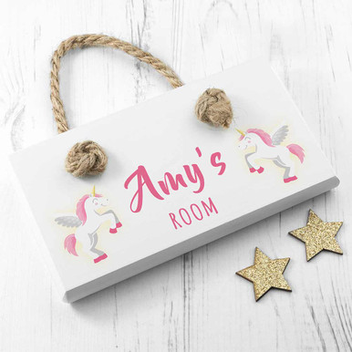 Click to view product details and reviews for Personalised Baby Unicorn Door Sign.