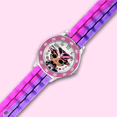 Image of LOL Surprise Pink & Purple Silicon Strap Time Teacher Watch