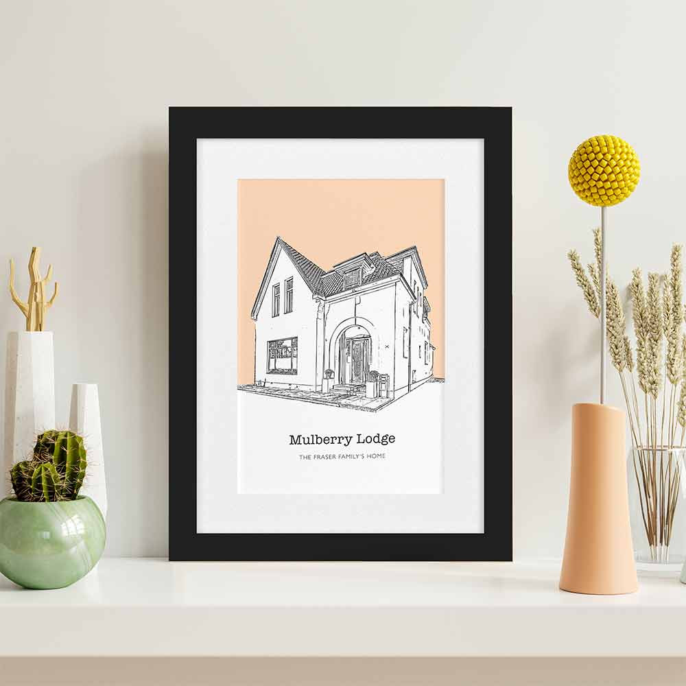 Personalised Home Portrait Sketch A4 Framed Print