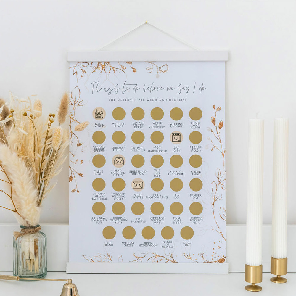 Things To Do Before I - Wedding Planner Checklist Gold Floral