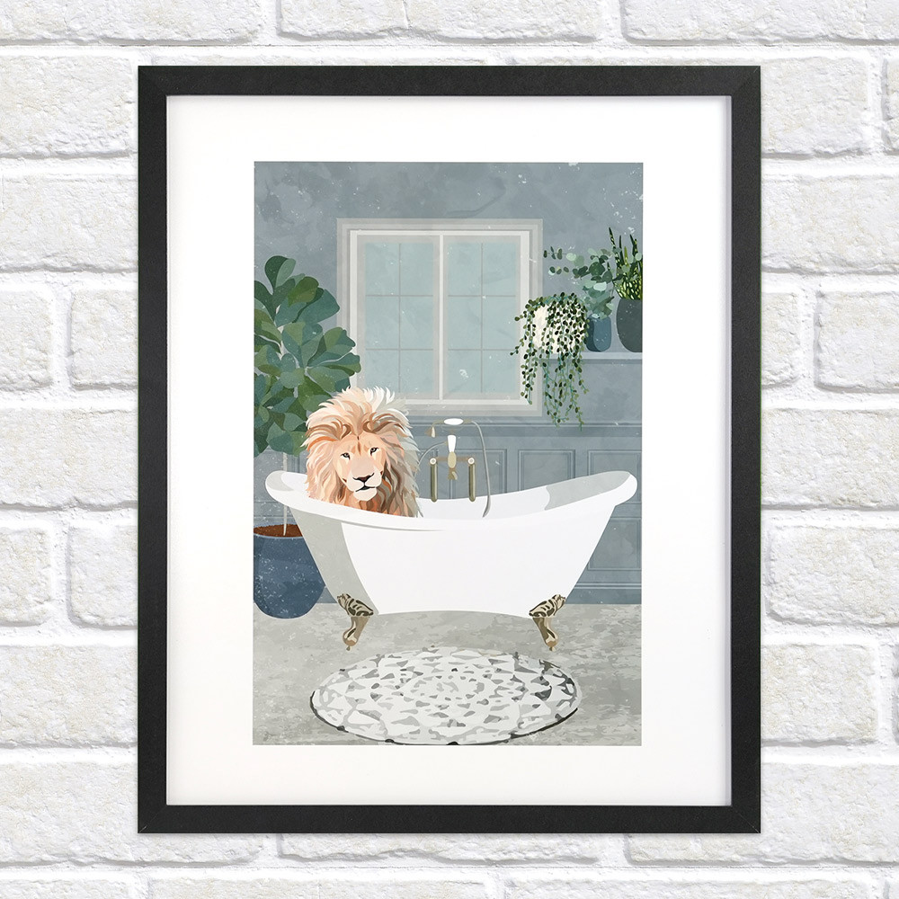 Lion Takes A Bath - Sarah Manovski 40 x 50cm Framed Print