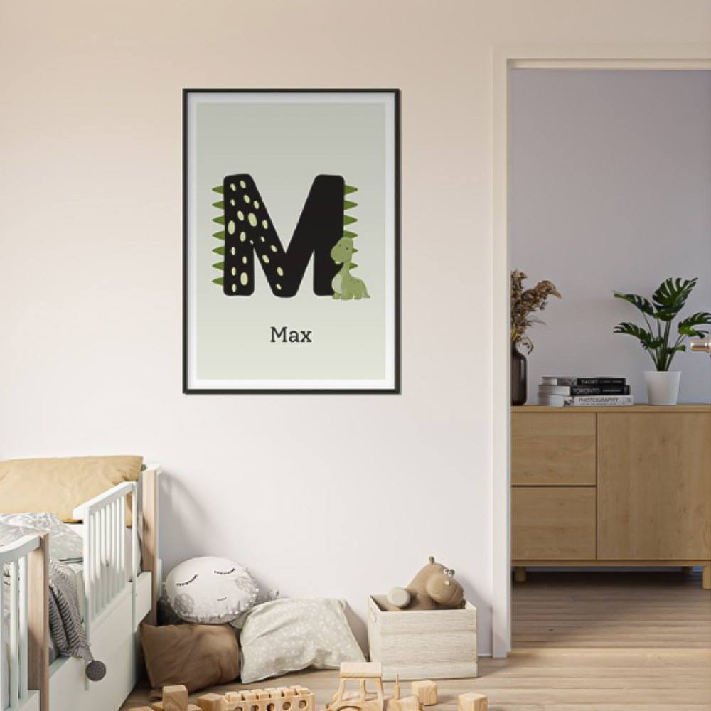 Personalised Dinosaur Initial Framed Print