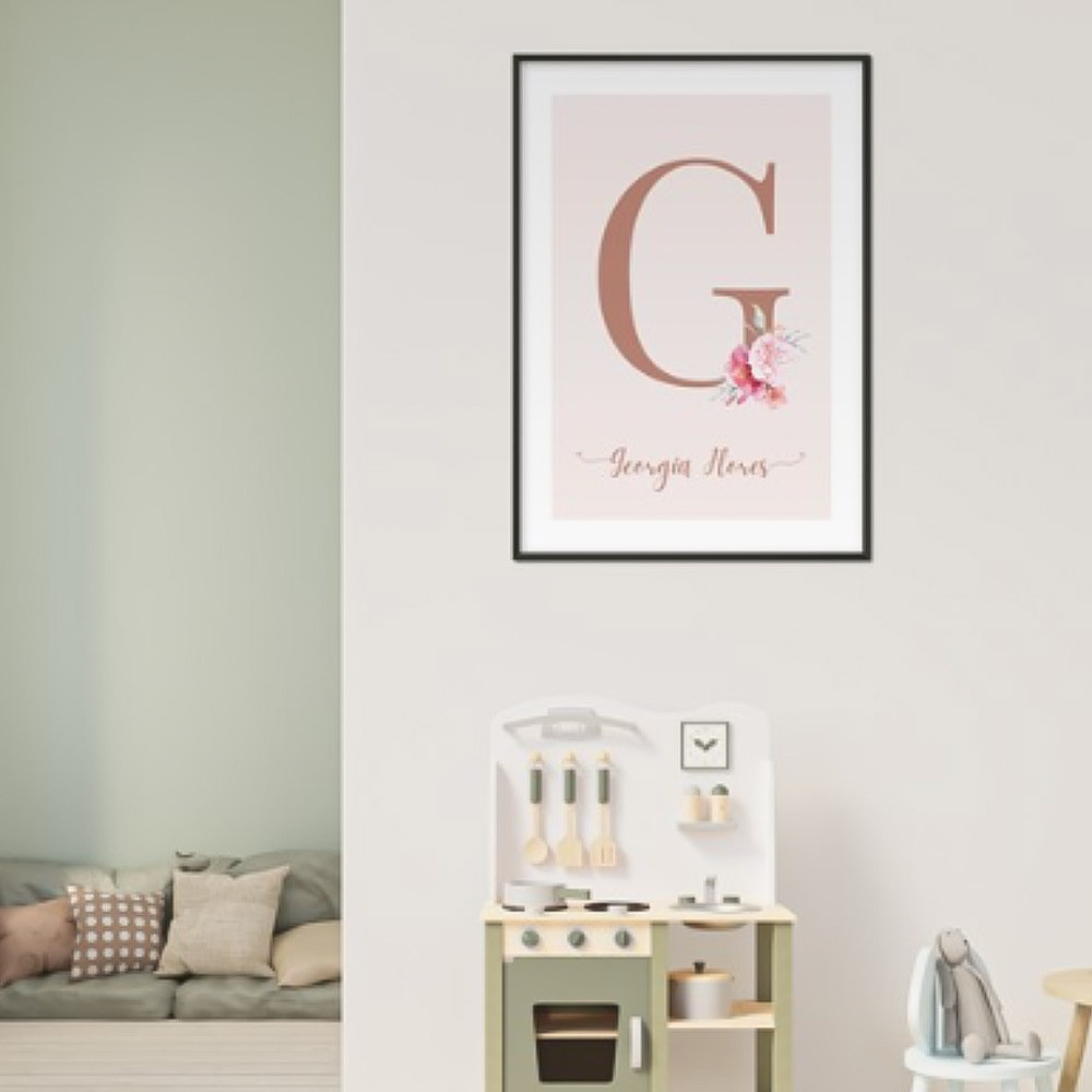Personalised Floral Initial Framed Print