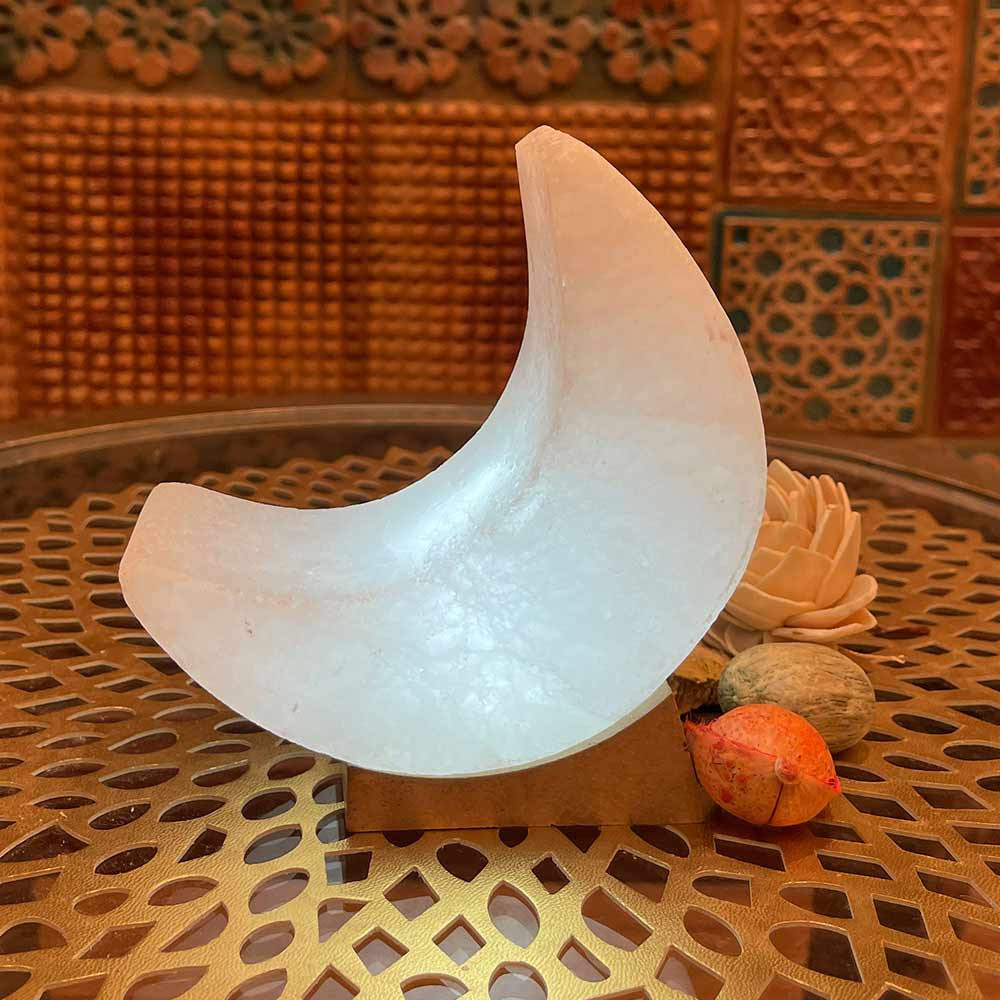 White Moon Crescent Led Salt USB Lamp