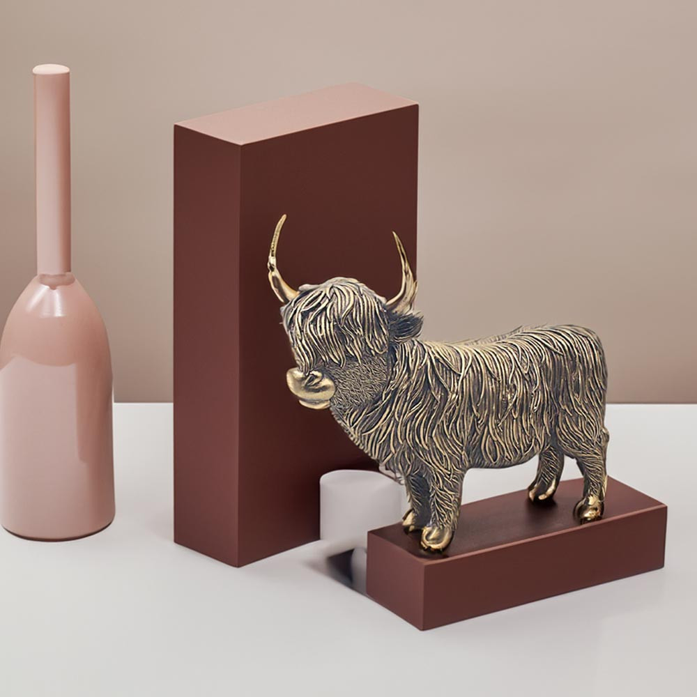 Bronzed Highland Cow Large Desk Ornament