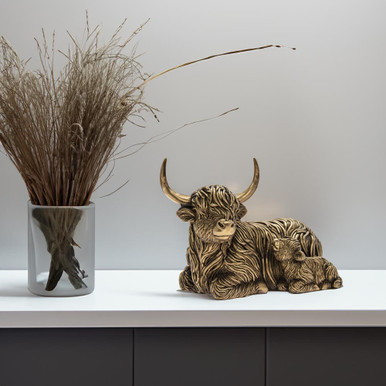 Click to view product details and reviews for Reflections Bronzed Highland Cow Calf Desk Ornament.