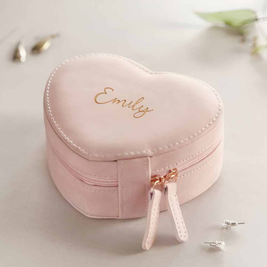 Image of Personalised Heart Zip Jewellery Box