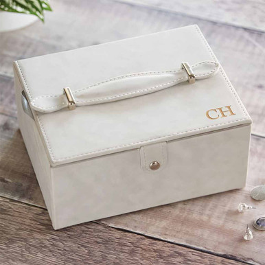 Image of Personalised Grey Double Drawer Jewellery Box