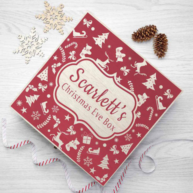 Image of Personalised Christmas Eve Box With Festive Pattern