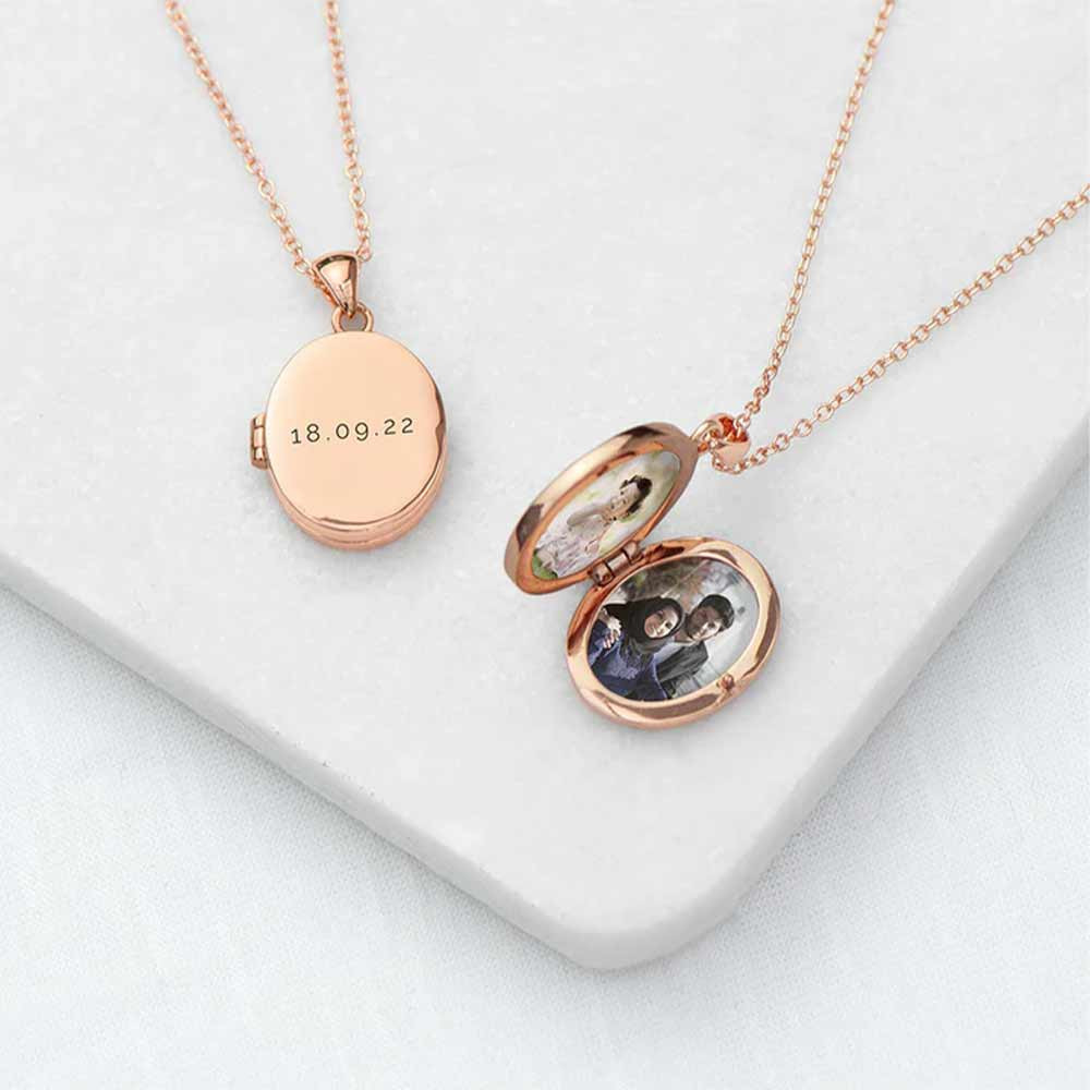 Personalised Rose Gold Oval Photo Locket