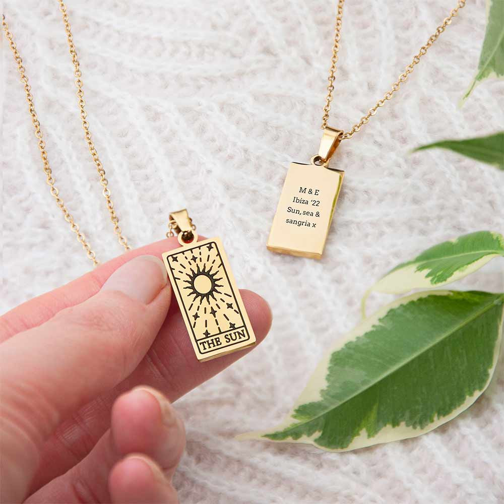 Personalised Sun Tarot Card Necklace