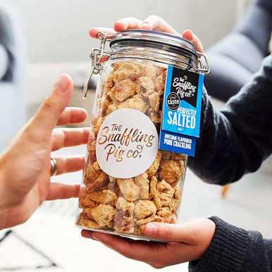 Click to view product details and reviews for Snaffling Pig Perfectly Salted Pork Crackling Gift Jar 275g.