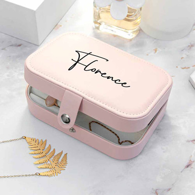 Click to view product details and reviews for Personalised Travel Jewellery Case Blush Pink.