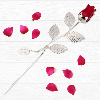Click to view product details and reviews for Personalised Birthday Silver Plated Rose.