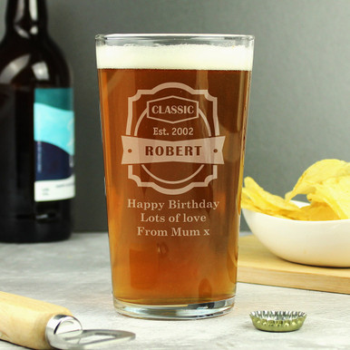 Click to view product details and reviews for Personalised Birthday Classic Pint Glass.