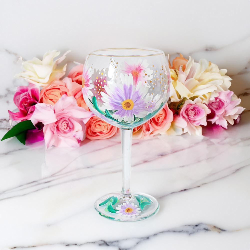 Cosmos Flower Gin Glass