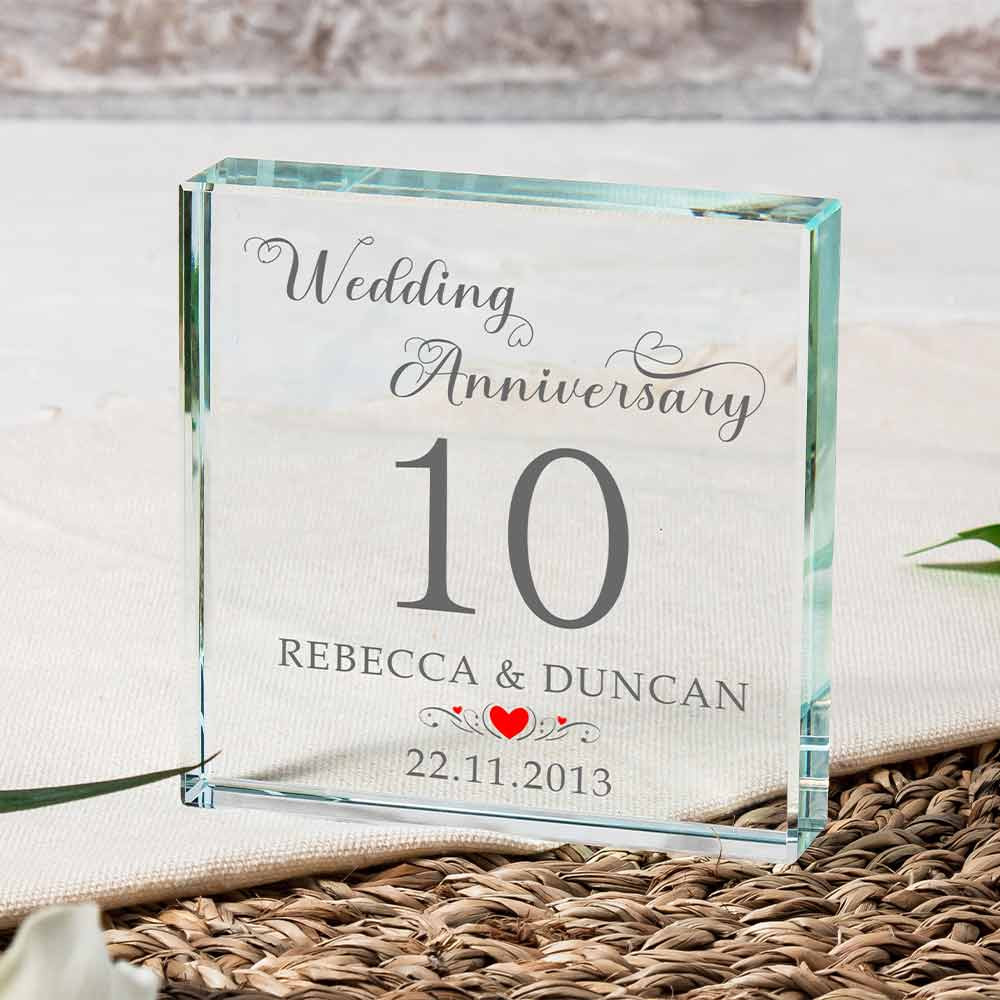 Personalised Wedding Anniversary Glass Token