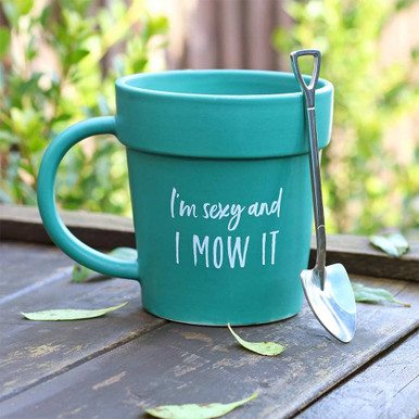Click to view product details and reviews for Im Sexy I Mow It Plant Pot Mug Shovel Spoon.