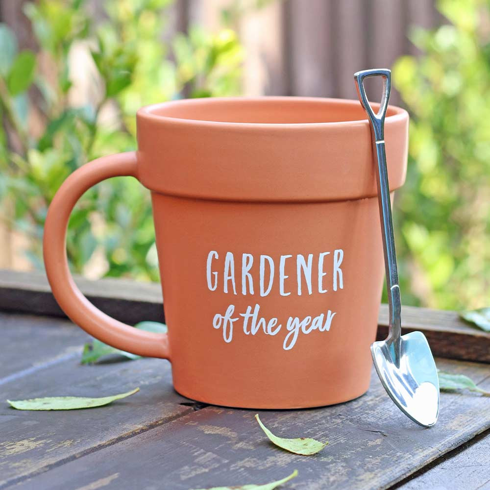 Gardener Of The Year Plant Pot Mug & Shovel Spoon