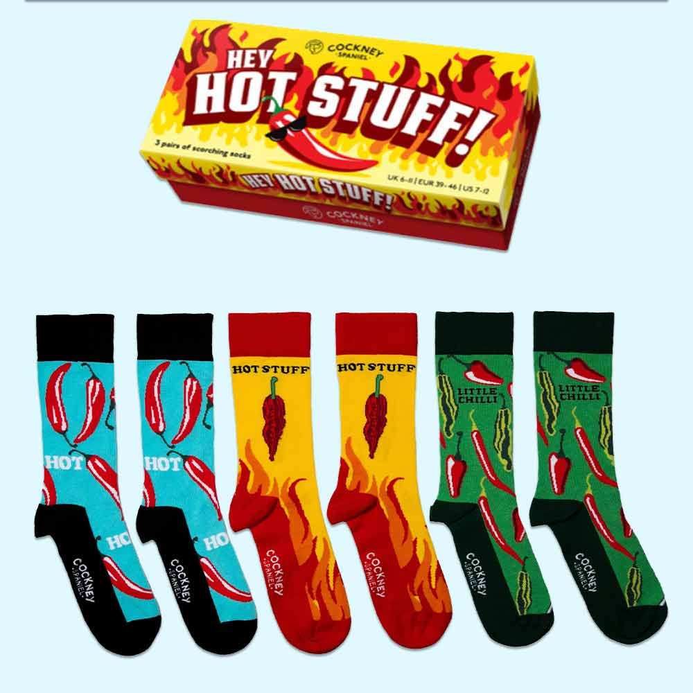 Hey Hot Stuff Mens Socks - 3 Pairs black