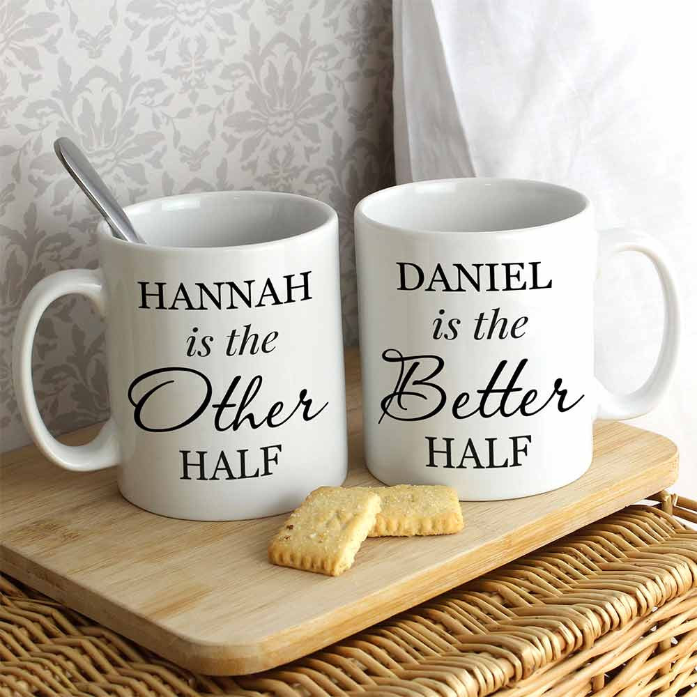 Personalised Other Half and Better Mug Set