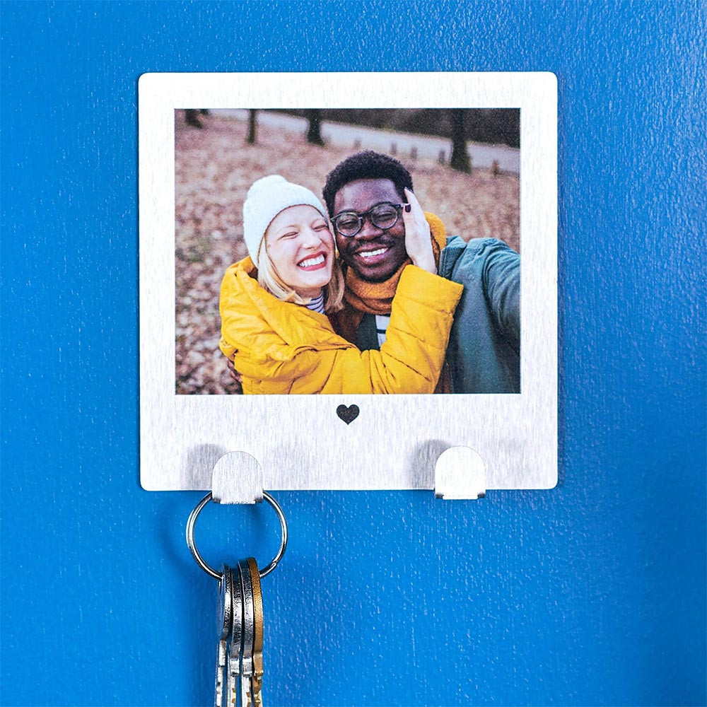 Personalised Stainless Steel Couples Photo Key Hook