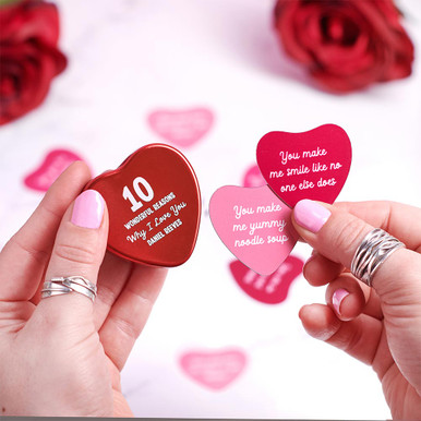 Click to view product details and reviews for Personalised 10 Reasons I Love You Heart Tin.