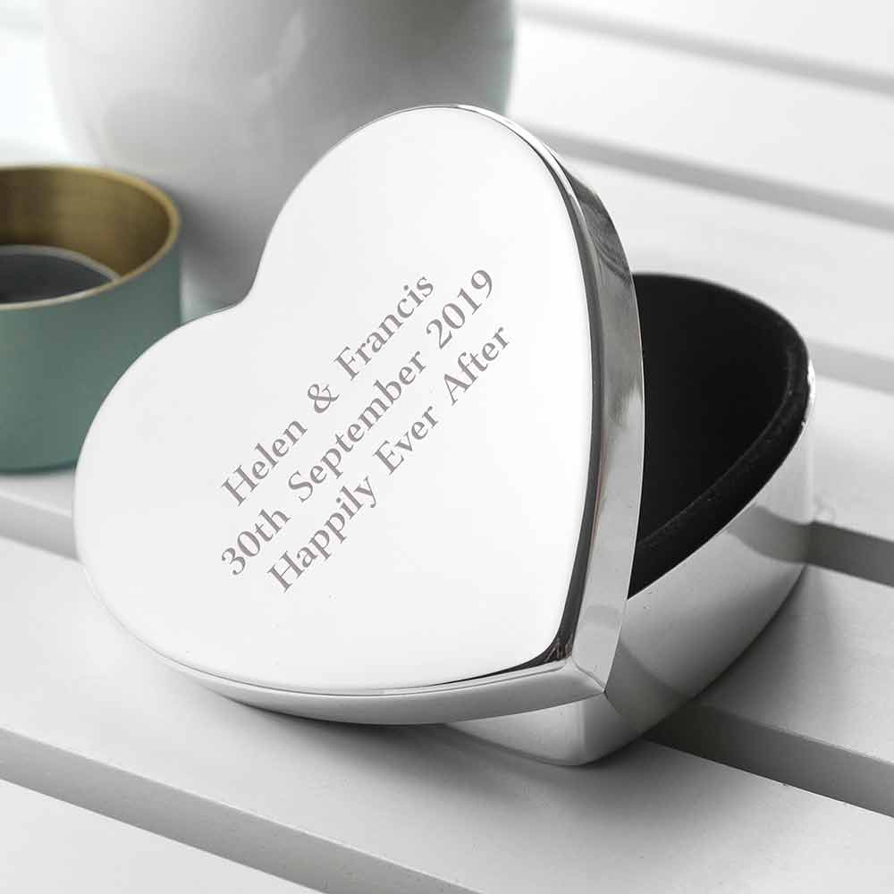 Personalised Valentines Silver Heart Trinket Box