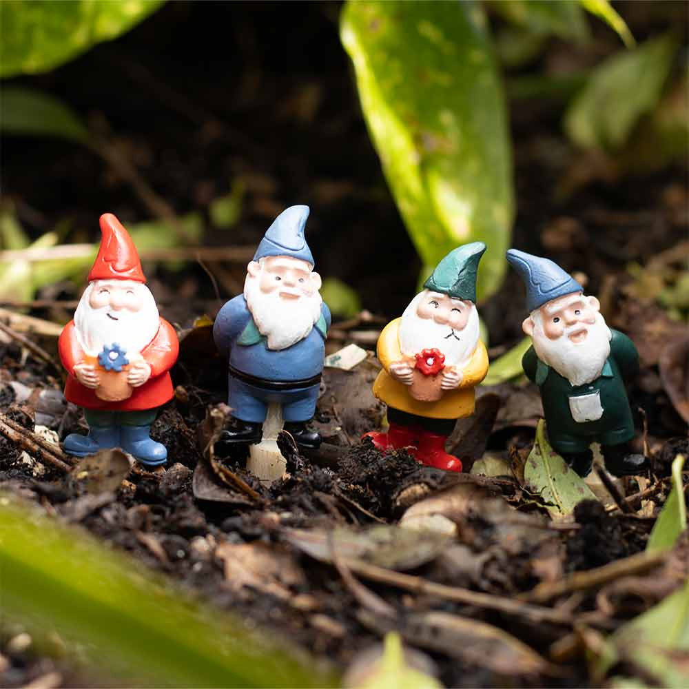 Set Of 4 Plant Pot Pals - Mini Gnome