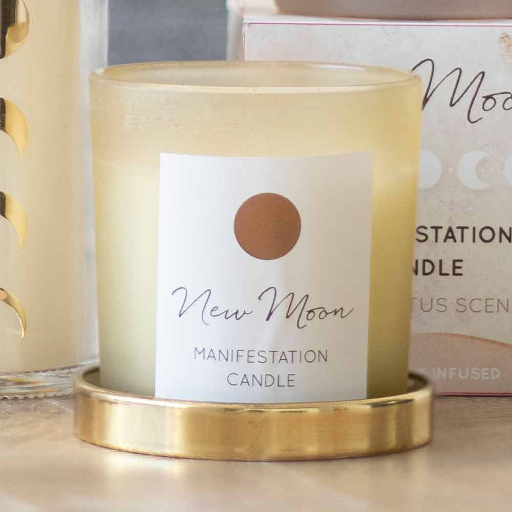 New Moon Wild Orange Manifestation Candle - Clear Quartz