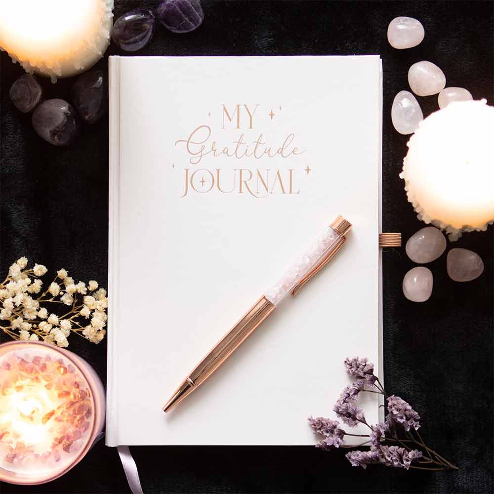 A5 Gratitude Journal With Rose Quartz Pen