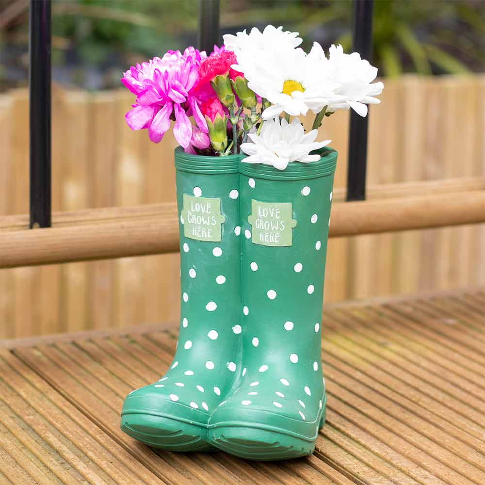 Welly Boot Planter - Dark Green