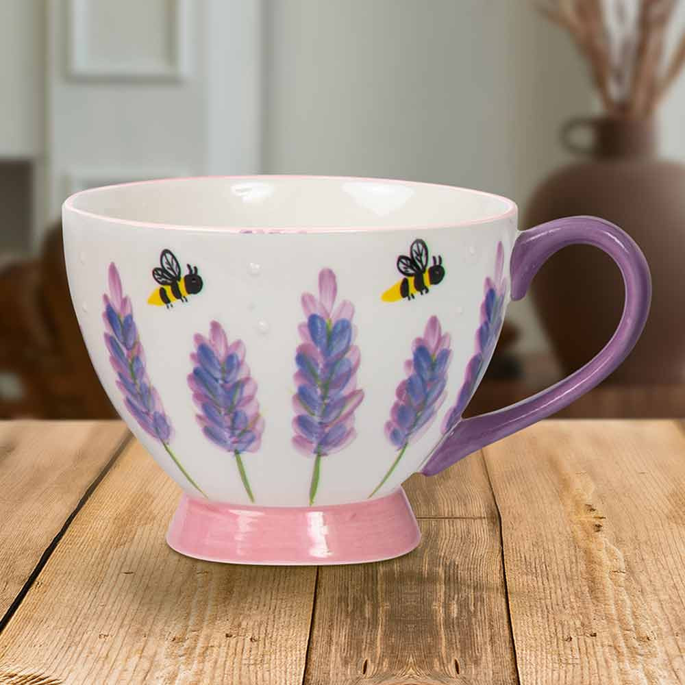 Bees & Lavender Footed Mug