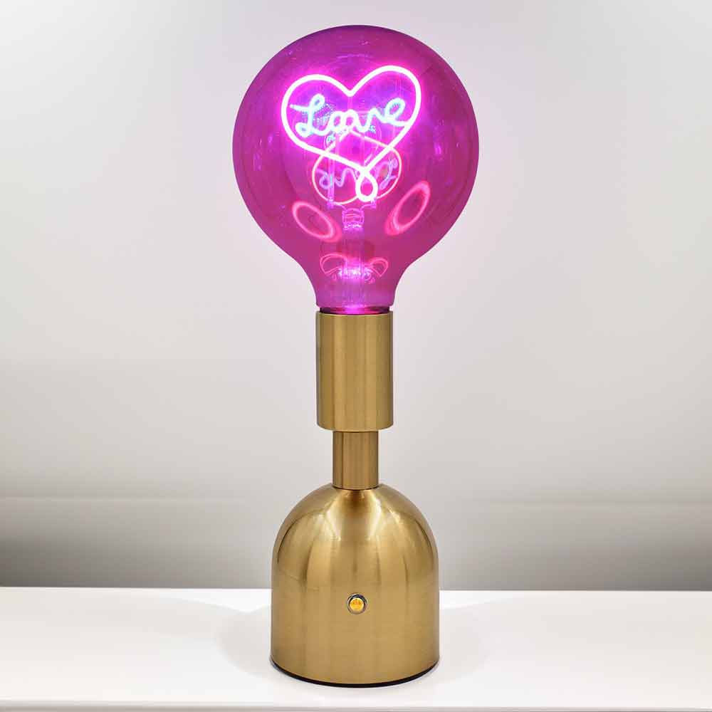 LED Text Lamp Love Gold Stand