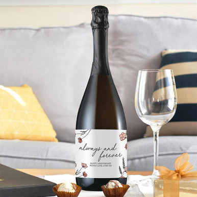 Click to view product details and reviews for Personalised Floral Always And Forever Bottle Of Prosecco.