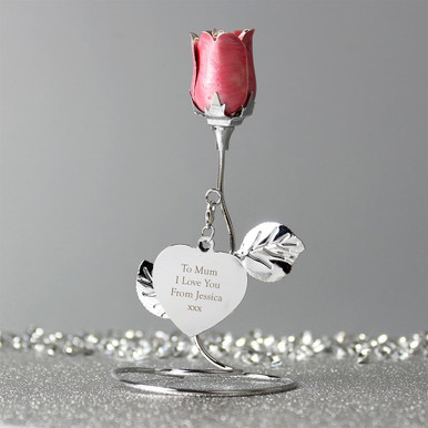 Click to view product details and reviews for Personalised Pink Rose Bud Ornament.