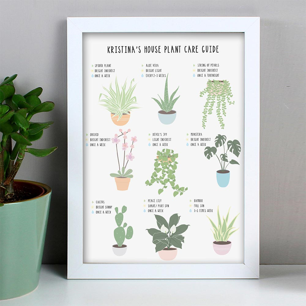 Personalised Plants Guide Framed A4 Print - White