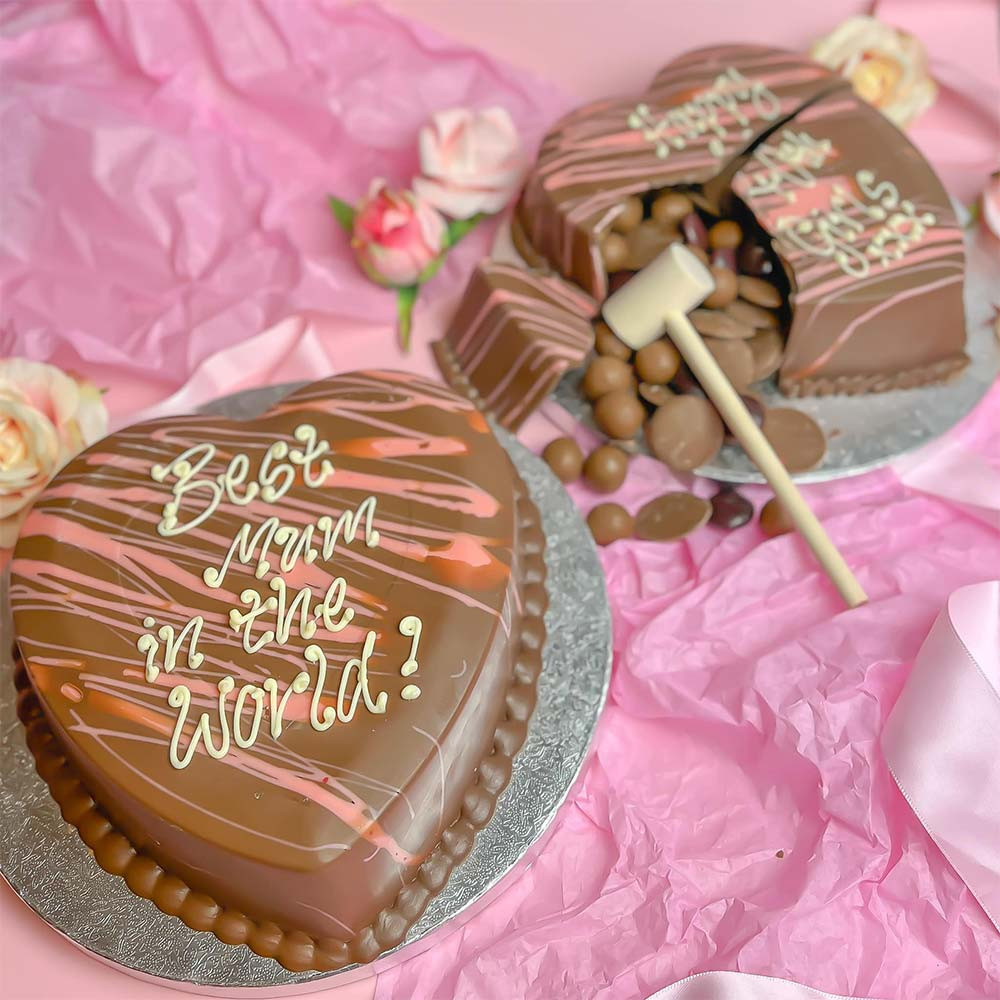 Personalised Pink Heart Smash Cake