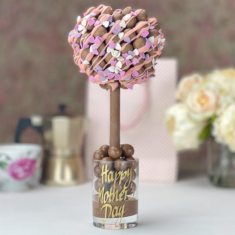 Personalised Malteser Heart with Pink Drizzle and Sprinkles