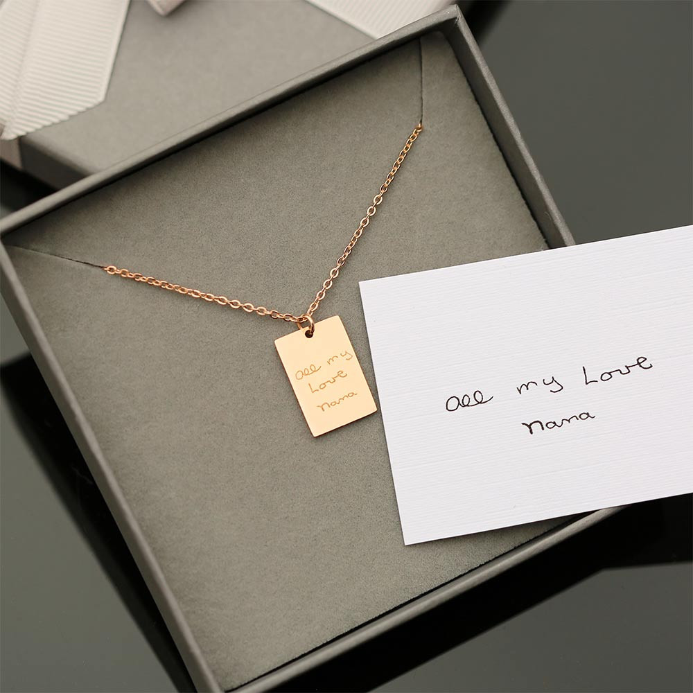 Personalised Rose Gold Necklace - Handwriting Engraved