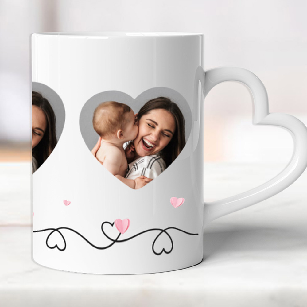 Personalised Heart Image & Handle Mug